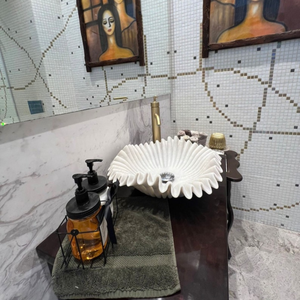 Lavabo en céramique à volants en marbre pour salle de bain - Product Image 2