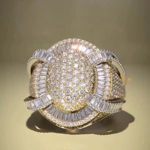 10K Or Massif Rappeur Style Hip Hop Glacé Hommes Fiançailles De Mariage Déclaration Anneau avec Full Pave VVS Lab Grown Diamonds - Product Image 1