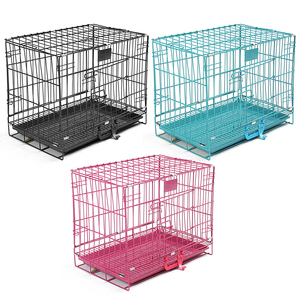Vente en gros de cages pliantes en métal pour chiens, multicolore, deux portes, pour l'extérieur, grandes cages pour animaux de compagnie, caisse pour chiens - Product Image 5