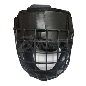 Genuine Leather Boxing Headgear, MMA, Kickboxing <b>Head</b> GuardMuay Thai Open Chin <b>Head</b> guard Martial Arts Sparring Helmet - Product Image 6