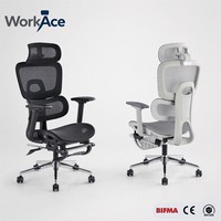 Chaise de bureau grise du fabricant avec dossier en maille ouverte, appui-tête réglable en hauteur, siège d'ordinateur – Fournisseur en gros pour l'exportation