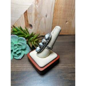 Navajo Crafted <b>Adjustable</b> Sterling Silver <b>Ring</b> with White Buffalo & Natural Stone Gem for Everyday Wear - Product Image 3