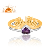 Hot Design Sterling Silver Natural Amethyst Gemstone Ring Bijoux personnalisés pour les femmes Cadeau pour elle