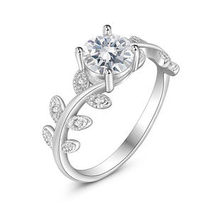 แหวนหมั้นแบบปรับได้รูปใบไม้เงินแท้ Jeulia ชุบทอง 18K แหวนแฟชั่นสุดโรแมนติก - Product Image 3