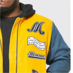OEM Custom Ronpex International RI-300 Varsity <b>Jacket</b> School College Baseball Letterman for <b>Men</b> Embroidery Logos Breathable 100% - Product Image 3