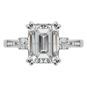 Emerald Cut Moissanite Engagement <b>Infinity</b> Crossover Halo Engagement Anniversary Gift Ring for Women Beautiful Wedding Jewelry - Product Image 5