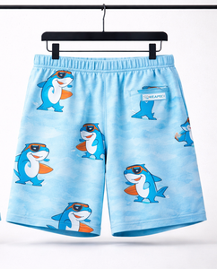 Pantalones Cortos de Playa Personalizados para Hombre – Pantalones Cortos Casuales Estampados con Cordón en la Cintura Elástica (Azul Claro) - Product Image 2