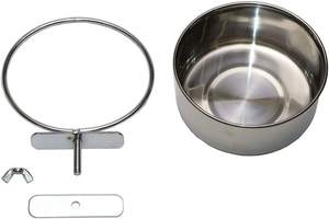 Venta de calidad premium, el mejor cuenco alimentador de taza de gallinero de pájaros de acero inoxidable con soporte de abrazadera, jaula para pájaros, cuenco de comida de agua - Product Image 4