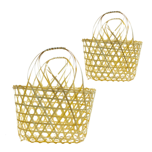 CESTA DE REGALO DE BAMBÚ rústica ecológica con asas Embalaje sostenible, reutilizable, sostenible para regalos o almacenamiento Decoración del hogar - Product Image 1