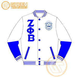 Zeta Phi Beta เสื้อแจ็กเก็ตทีมโรงเรียนสำหรับผู้หญิงผ้าซาตินปักตราตัวอักษรคุณภาพสูงระบายอากาศได้ดี - Product Image 1