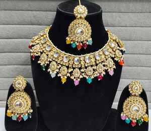 Anti Tarnish Kundan Choker <b>Necklaces</b> Set Wedding Party Wear Jewellery customise available in all shapes and size - Product Image 5