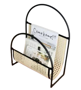 Porte-revues vintage durable Supports de rangement en métal et en fer Organisateur de magazines perforé Bureau d'hôtel à domicile - Product Image 5