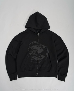 Sweat à capuche zippé personnalisé pour homme, design uni, haute qualité, 100 % coton, coupe régulière coupe-vent, 430g, style urbain, hiver - Product Image 4