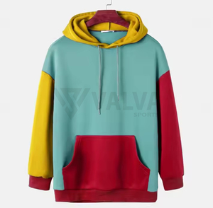 เสื้อฮู้ดสวมหัวผ้าฝ้าย100% สำหรับผู้ชายปรับแต่งได้พิมพ์ลายปะสีทึบสีล้วนสำหรับฤดูใบไม้ผลิ - Product Image 1