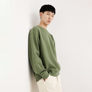 Sweat-shirt en molleton décontracté pour homme avec logo personnalisé de haute qualité, coupe oversize, col rond, tricot uni, grande taille, hiver, 360g - Product Image 2