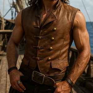Nuevo chaleco de cuero vacuno estilo vintage para hombre con cierre de cremallera Magnifico Merchants - Product Image 5