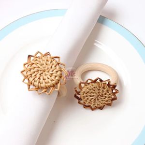 Nouveau rond de serviette en rotin anneaux de serviette en osier anneaux de serviette en paille pour la décoration de Table mariage de noël du Vietnam - Product Image 6
