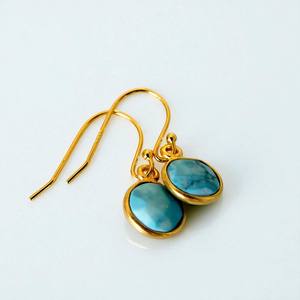 Vente en gros de boucles d'oreilles rondes en pierre précieuse turquoise de 8mm | Boucles d'oreilles Dop en argent sterling 925 pour bijoux pour femmes - Product Image 1