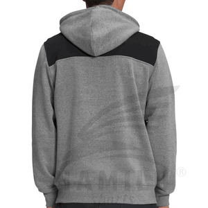 Sudadera con Capucha y Media Cremallera HAMILO para Hombre, Gris y Negro, de Forro Polar, Informal, con Bolsillo Delantero y Logotipo Estampado, para Otoño - Product Image 2