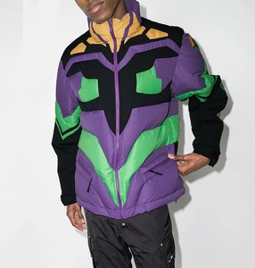 Doudoune d'hiver de couleur unie pour hommes et femmes avec manches imprimées et fermeture à glissière à col montant - Product Image 2