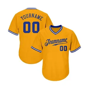 Prezzo di fabbrica degli uomini di Baseball uniforme magliette da Baseball maglia da allenamento 2 tono dorato di alta qualità degli uomini maglia da Baseball per la vendita