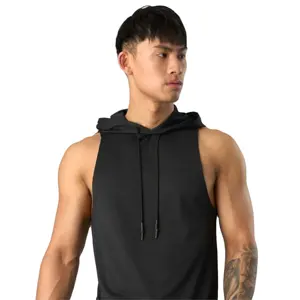 OEM Custom Men's Athletic Hooded Tank Top - Lightweight and Breathable, Ideal for Gym and Outdoor Workouts