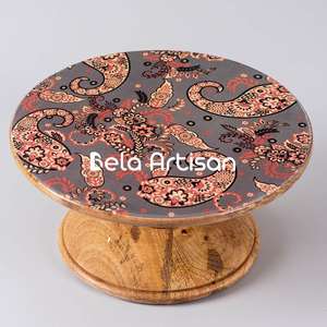 Soporte de pastel de madera con textura gris floral para bodas y exhibiciones de panadería Suministro a granel Herramientas para pasteles - Product Image 2