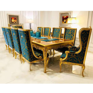 Compre un Juego de Mesa y Sillas de Comedor Estilo Italiano, Lujoso Juego de Mesa de Comedor de Madera de Teca para 10 Personas, Nuevo Diseño, Mesa de Comedor Tallada a Mano - Product Image 1