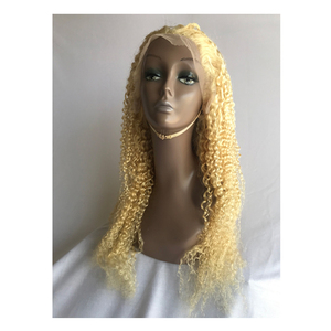 Exportateur d'origine indienne vendant une qualité incroyable 26 pouces Indian Temple Blonde Deep Curly Frontal perruques d'extension de cheveux humains - Product Image 1