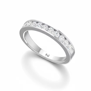 Bague pour femme en or 14 carats et diamants ronds taille brillant sertis en canal, dix pierres, éternité - Product Image 1