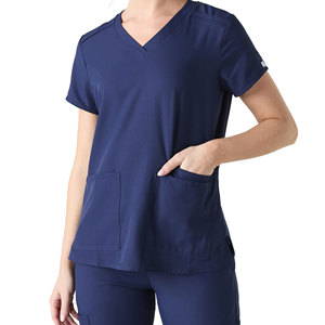 Women's 2-Piece Short Sleeve Hospital Uniforms Latest Design Custom Logo Print Nurse <b>Scrubs</b> <b>Set</b> Woven Fabric Unisex - Product Image 5