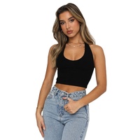 Tank Top Musim Panas Bergaya, Vest V-neck Dalam, Atasan Tanpa Lengan Ketat, Tank Top Wanita Solid Berkualitas Tinggi dan Bernapas