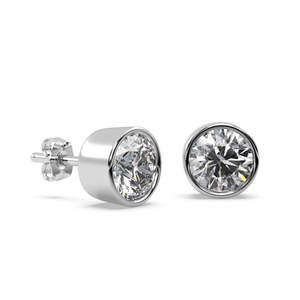 Boucles d'oreilles en or blanc 14 carats avec diamants sertis en bélière 0,50 ct H SI1-SI2 - Product Image 2