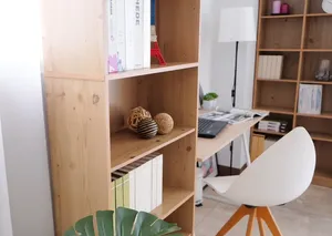 6-Grid <b>Solid</b>-Core Adjustable Rack Organizer Shelving Free Standing Storage <b>Wooden</b> Bookshelf - Product Image 3