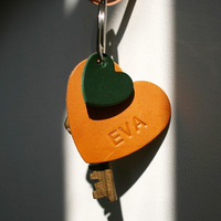 Porte-clés coeur personnalisé fait main véritable Porte-clés cuir Saffiano tendance Porte-clés coeur personnalisé en boîte