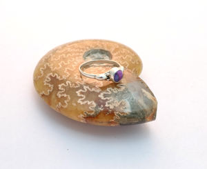 Trendy 925 Silver <b>Purple</b> Copper Turquoise Flower Pattern Engagement Wedding Rings for Women Handmade Bezel Setting Diamond Inlay - Product Image 6