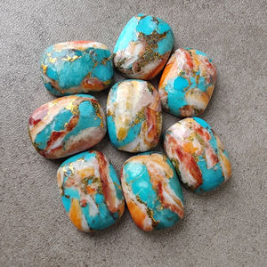 Calidad AAA, ostra espinosa Natural, turquesa, forma de rectángulo, cabujón, parte posterior plana, calibrado, piedras preciosas al por mayor, todos los tamaños disponibles - Product Image 6