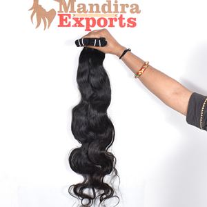 Extensions de cheveux humains Remy indiens vierges noirs non traités, 100% naturels, ondulés, double trame, 10-32 pouces - Product Image 2