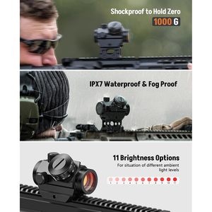 Lunette de visée reflex MidTen 2MOA Red Dot Sight 1x25mm avec monture surélevée de 1 pouce pour utilisation en extérieur - Product Image 4