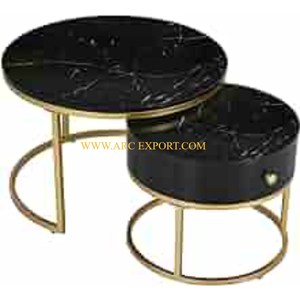 Tables basses de centre de salon pour la maison Tables basses de salon d'intérieur et d'extérieur en métal et en marbre de forme ronde Prix de gros - Product Image 3