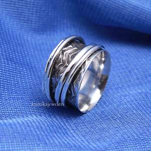 Handmade 925 Sterling Silver <b>Spinner</b> <b>Ring</b> Anxiety Meditation Fidget Texture <b>Ring</b> Hot Selling Women's Engagement Gift Party <b>Ring</b> - Product Image 4