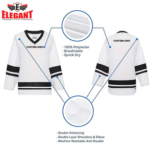 Uniforme de equipo de práctica de hockey sobre hielo en blanco, de alta calidad en color blanco y negro, camisa de hockey para hombres - Product Image 6