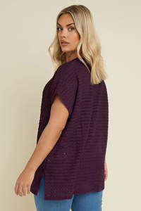 Haut pour femme en tissu texturé violet foncé, à couture fendue, ample, imprimé estival, écologique - Product Image 4