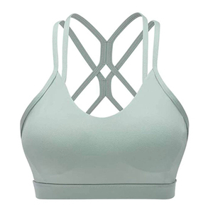 Seamless Nylon Spandex Racerback Plaid Sports Bra for Women High <b>Support</b> High for Fitness Training Yoga Activewear <b>Crop</b> <b>Top</b> - Product Image 3