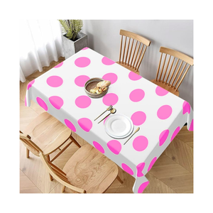 Modern Rectangle <b>Tablecloth</b> With Pink Polka Dots Printed Polyester Elegant 60x108 Inches Machine Washable Home Decor Piece - Product Image 5