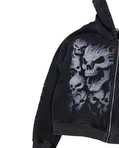 Pantalon de survêtement évasé pour homme, style streetwear hiver, délavé à l'acide, imprimé strass, logo vieilli, effet soleil, personnalisé, 100% coton - Product Image 3