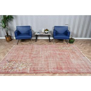Turkish Rug, 5.7x9.2 ft Vintage Rug, <b>Red</b> Solid <b>Wool</b> Rug - Product Image 1