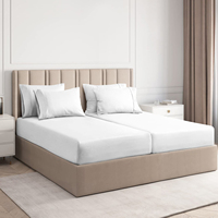 Draps de lit en coton, drap-housse avec bandes d'angle élastiques, double uni personnalisé, lin blanc brodé personnalisé