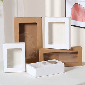 Boîte d'emballage en papier kraft avec fenêtre transparente Tiroir pliant Boîtes d'emballage cadeau pour biscuits et bonbons Boîte de présentation pour bijoux - Product Image 2