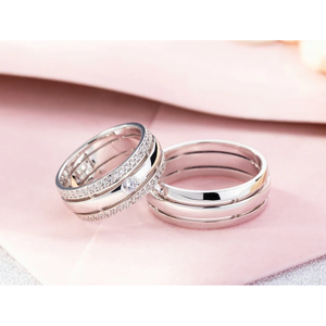 แหวนหมั้นทรงกลมแบบคลาสสิกประดับโมอิสซาไนต์  วัสดุสแตนเลส ลายเรขาคณิต พร้อมใบรับรอง IGI - Product Image 3